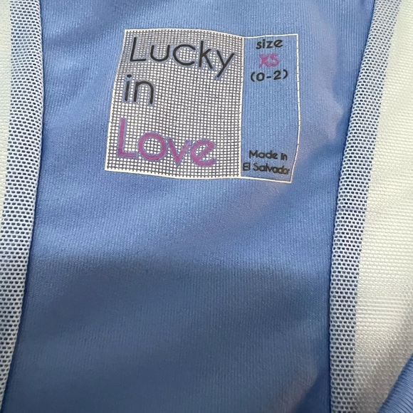 Lucky in Love Sky Blue Mesh Tank - Picture 4 of 6